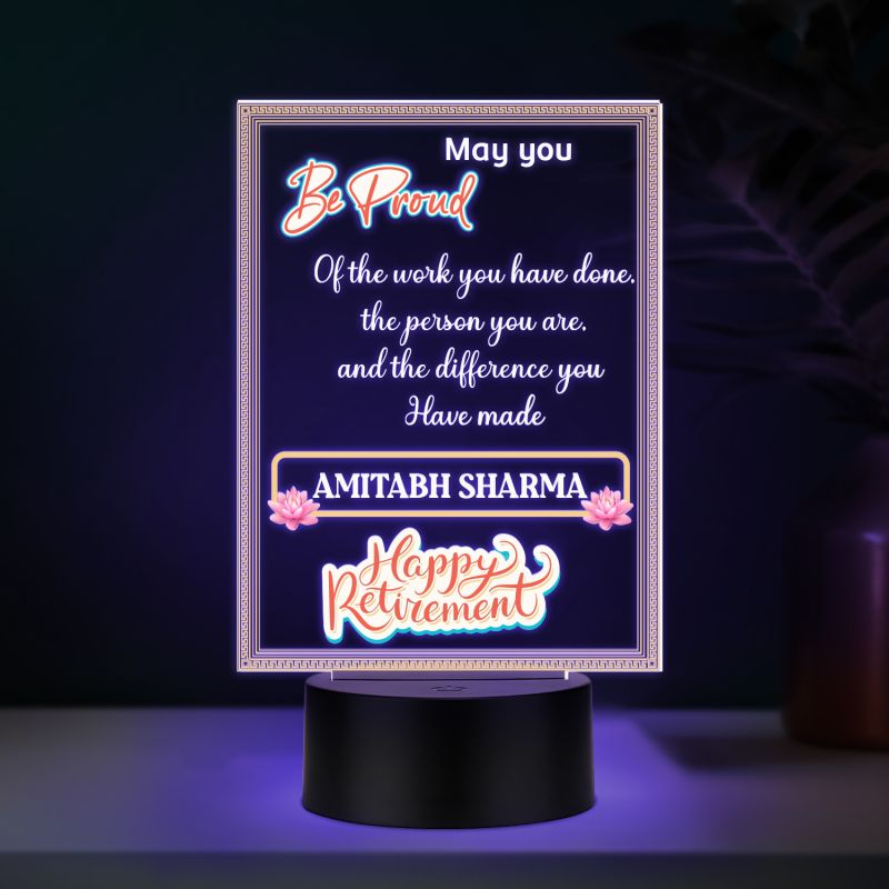 Personalized Happy Retirement LED Night Lamp Custom with Name 7 Color Changing Light  Retirement Gift for Teacher, Mom, Dad, Colleagues, Boss